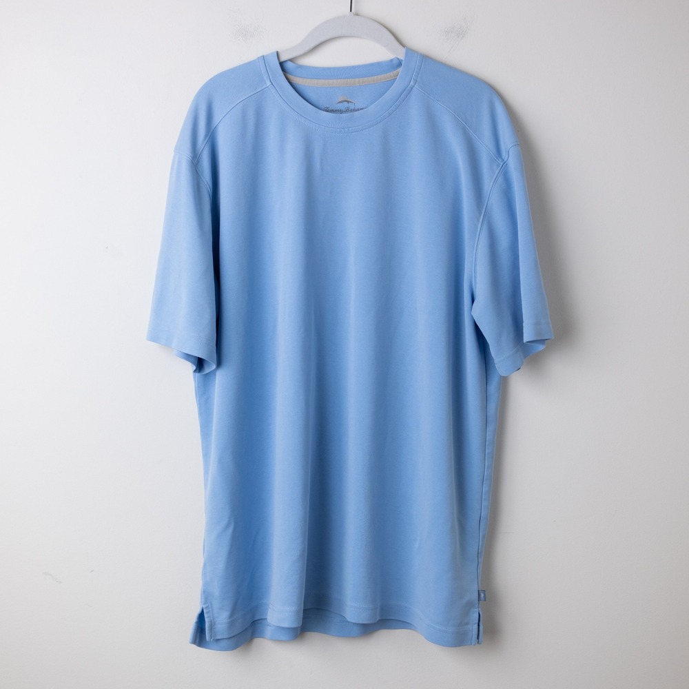 Tommy Bahama T Shirt Mens Large Blue Tencel Performance Short Sleeve Stretch